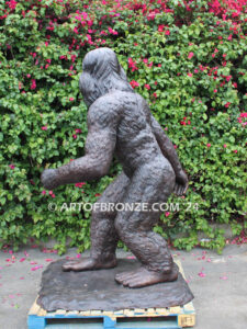 Bigfoot monumental outdoor bronze sculpture of walking mythological creature