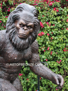 Bigfoot monumental outdoor bronze sculpture of walking mythological creature