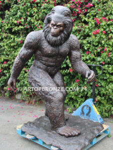 Bigfoot monumental outdoor bronze sculpture of walking mythological creature