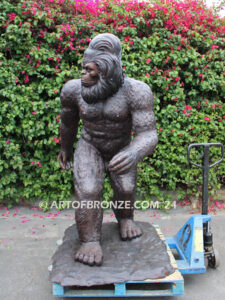 Bigfoot monumental outdoor bronze sculpture of walking mythological creature