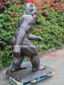 Bigfoot monumental outdoor bronze sculpture of walking mythological creature