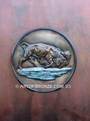 Fighting Bull and Bear of Wallstreet bronze sculpture wall mount after Isadore Bonheur