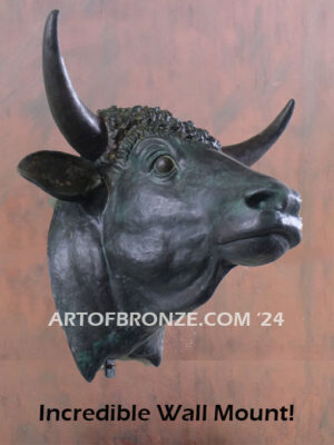 Bull Head Wall Mount high-quality bronze statue for indoor or outdoor display