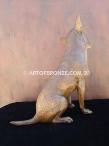 Chihuahua sitting custom, gallery quality bronze sculpture dog