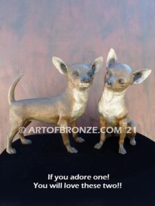 Chihuahua sitting custom, gallery quality bronze sculpture dog