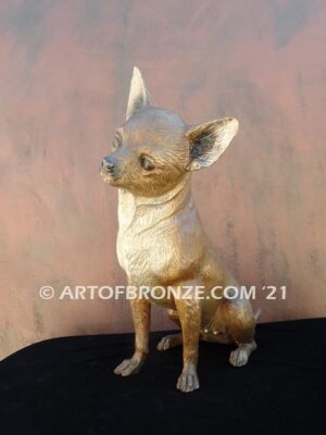 Chihuahua sitting custom, gallery quality bronze sculpture dog