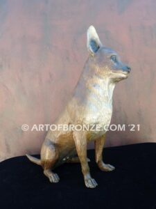 Chihuahua sitting custom, gallery quality bronze sculpture dog