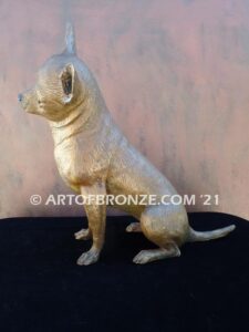 Chihuahua sitting custom, gallery quality bronze sculpture dog