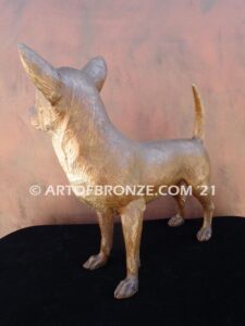 Chihuahua custom, gallery quality bronze sculpture standing dog