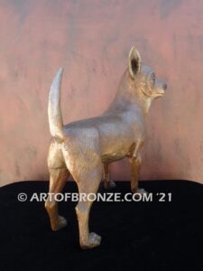 Chihuahua custom, gallery quality bronze sculpture standing dog