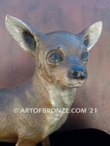 Chihuahua custom, gallery quality bronze sculpture standing dog