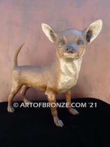 Chihuahua custom, gallery quality bronze sculpture standing dog