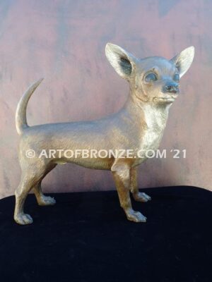 Chihuahua custom, gallery quality bronze sculpture standing dog