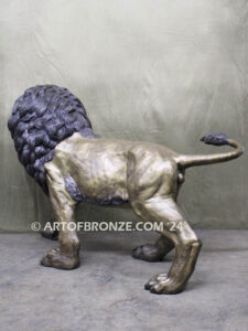 Guardian of the Serengeti high quality cast bronze statue roaring lion