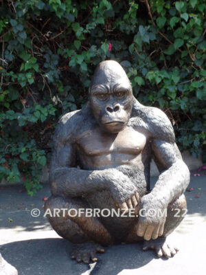 Western Lowland lost wax high quality bronze cast outdoor standing gorilla statue