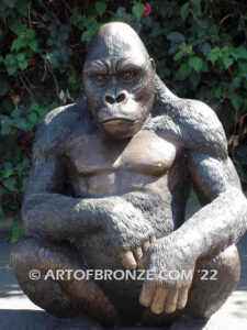 Western Lowland lost wax high quality bronze cast outdoor standing gorilla statue