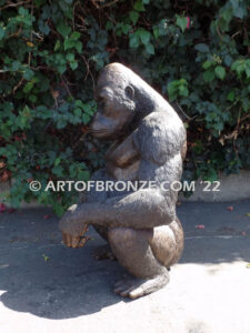 Western Lowland lost wax high quality bronze cast outdoor standing gorilla statue