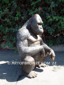 Western Lowland lost wax high quality bronze cast outdoor standing gorilla statue