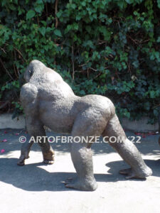 Western Lowland lost wax high quality bronze cast outdoor walking gorilla statue