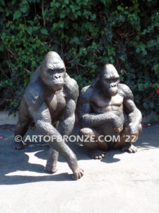 Western Lowland lost wax high quality bronze cast outdoor walking gorilla statue