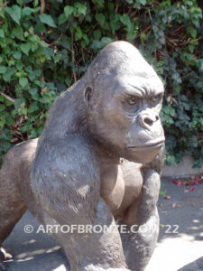 Western Lowland lost wax high quality bronze cast outdoor walking gorilla statue