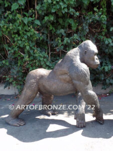 Western Lowland lost wax high quality bronze cast outdoor walking gorilla statue