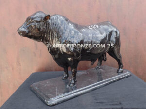 Brangus bull beef cattle bronze statue for indoor home or office display