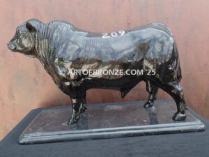 Brangus bull beef cattle bronze statue for indoor home or office display