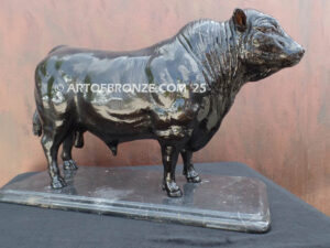 Brangus bull beef cattle bronze statue for indoor home or office display