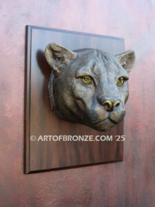 High-quality mountain lion bronze statue wall mount for indoor home and office display