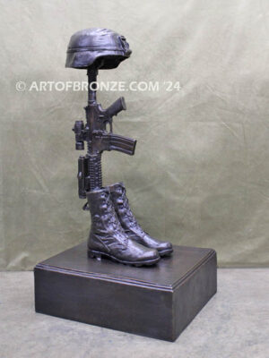 Fallen Soldier Battlefield Cross life-size bronze statue memorial honoring special forces