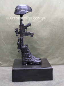 Fallen Soldier Battlefield Cross life-size bronze statue memorial honoring special forces