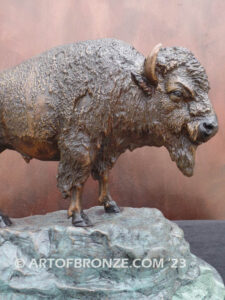 Legacy of the Land bronze statue standing buffalo bison artwork