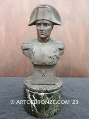 elegant French bronze sculpture bust of Napoleon Bonaparte in military dress