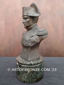 elegant French bronze sculpture bust of Napoleon Bonaparte in military dress