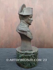 elegant French bronze sculpture bust of Napoleon Bonaparte in military dress