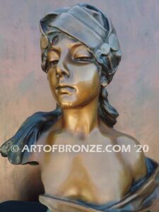 One Thousand and One Nights art nouveau style bronze bust statue of Queen Scheherazade of Arabian Nights