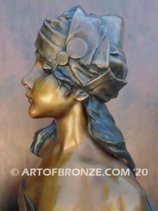 One Thousand and One Nights art nouveau style bronze bust statue of Queen Scheherazade of Arabian Nights