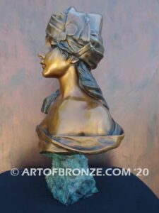 One Thousand and One Nights art nouveau style bronze bust statue of Queen Scheherazade of Arabian Nights