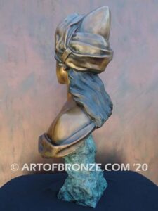 One Thousand and One Nights art nouveau style bronze bust statue of Queen Scheherazade of Arabian Nights