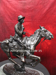 Trooper of the Plains bronze statue cavalry rider on galloping horse after Frederic Remington