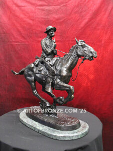 Trooper of the Plains bronze statue cavalry rider on galloping horse after Frederic Remington