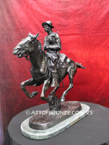 Trooper of the Plains bronze statue cavalry rider on galloping horse after Frederic Remington