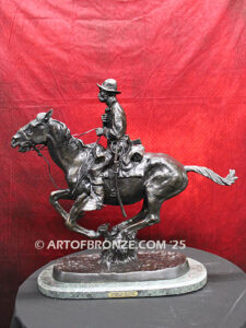 Trooper of the Plains bronze statue cavalry rider on galloping horse after Frederic Remington