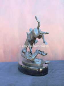 Wicked Pony bronze sculpture cowboy thrown off horse after Frederic Remington