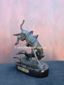 Wicked Pony bronze sculpture cowboy thrown off horse after Frederic Remington