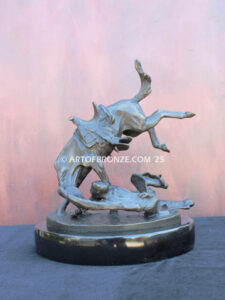 Wicked Pony bronze sculpture cowboy thrown off horse after Frederic Remington